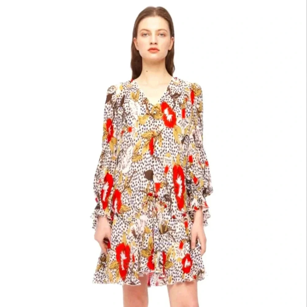 Diane Von Furstenberg Kacie Floral Leopard Dress